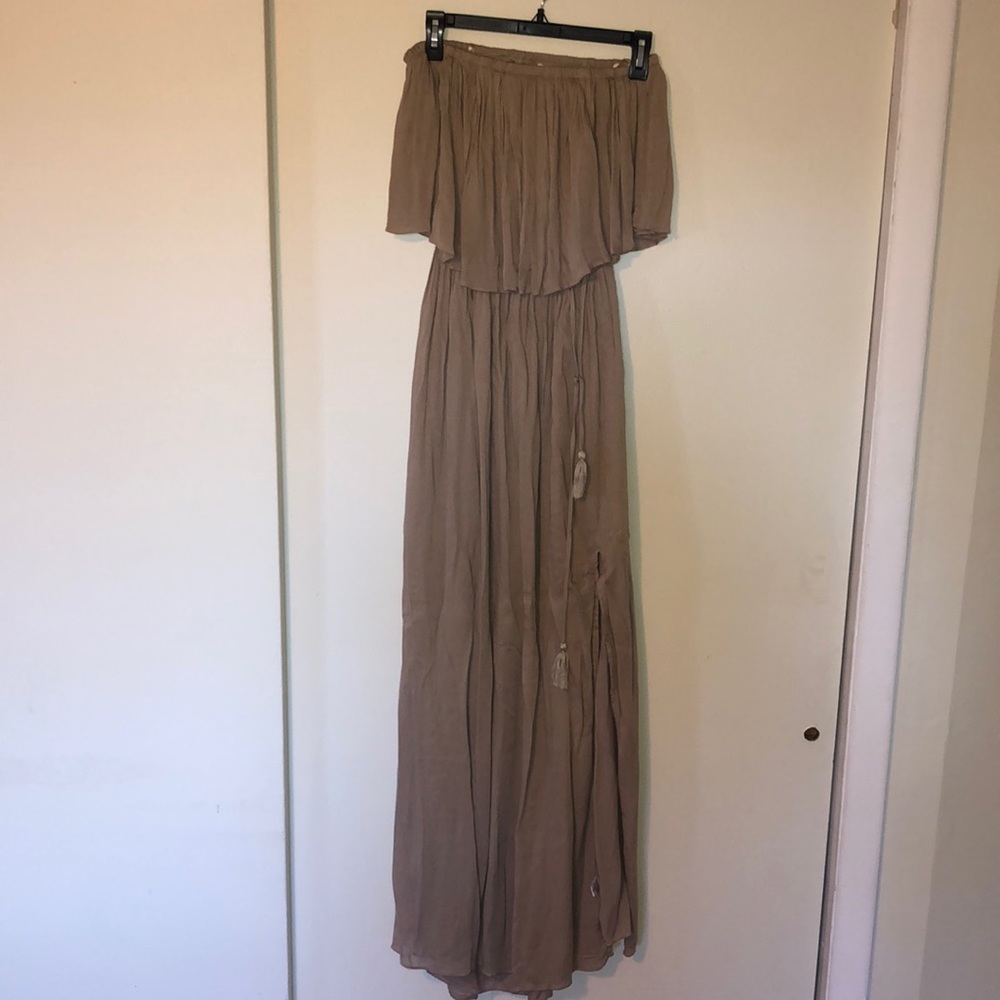 Taupe Strapless Dress